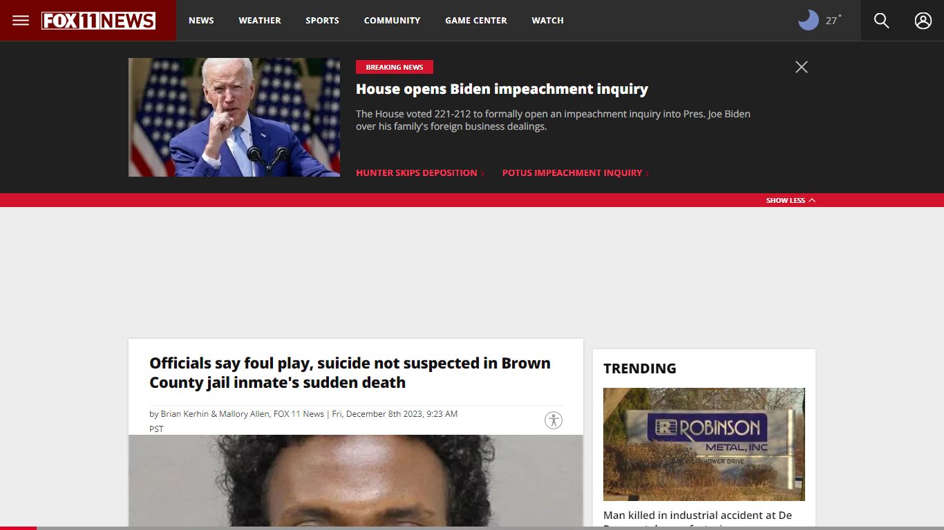 Probe begins on Brown County jail inmate's sudden death